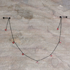 14G 5/8 Red Black Monster Fang Halloween Dangle Nipple Chain