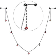 14G 5/8 Red Black Monster Fang Halloween Dangle Nipple Chain
