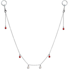 14G 9/16 Clear Gem Ladybug BCR Captive Ring Dangle Nipple Chain