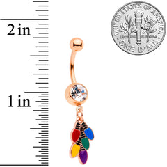 Clear Gem Rose Gold Tone Christmas Lights Holiday Dangle Belly Ring