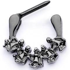 16G 5/16 Black Scary Skeletons Halloween Septum Clicker