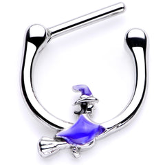 16G 5/16 Blue Spooky Witch Halloween Septum Clicker