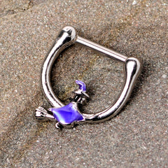 16G 5/16 Blue Spooky Witch Halloween Septum Clicker