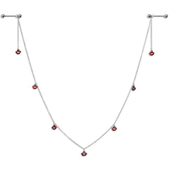 14G 5/8 Red Monster Fang Halloween Dangle Nipple Chain
