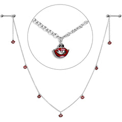 14G 5/8 Red Monster Fang Halloween Dangle Nipple Chain