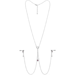 14G 5/8 Pink Gem Sun Heart Star Nipple Chain Necklace