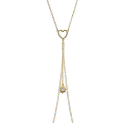 14G 5/8 Clear Gem Gold Tone Sun Heart Star Nipple Chain Necklace