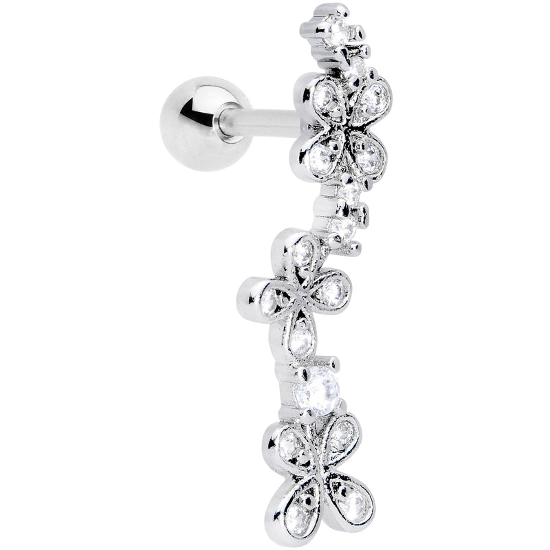 16G 1/4 Clear CZ Gem Loopy Garland Flower Cartilage Tragus