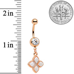 Clear Gem Rose Gold Tone Royal Renaissance Dangle Belly Ring