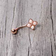 16G 5/16 Clear Gem Rose Gold Tone Rhombus Curved Eyebrow Ring