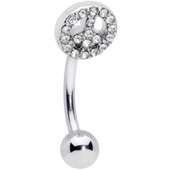 16G 5/16 Clear Gem Retro Peace Sign Curved Eyebrow Ring