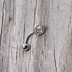 16G 5/16 Clear Gem Retro Peace Sign Curved Eyebrow Ring