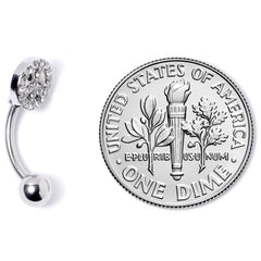 16G 5/16 Clear Gem Retro Peace Sign Curved Eyebrow Ring