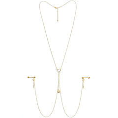 14G 5/8 Aurora Gem Gold Tone Sun Heart Star Nipple Chain Necklace
