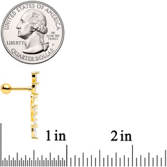16G 1/4 Clear CZ Gem Gold Tone Trailing Vine Cartilage Tragus