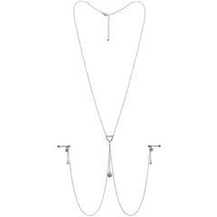 14G 5/8 Blue Gem Sun Heart Star Nipple Chain Necklace