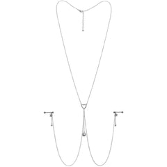 14G 5/8 Clear Gem Sun Heart Star Nipple Chain Necklace