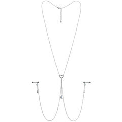14G 5/8 Blue Gem Moon Heart Star Nipple Chain Necklace