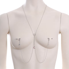 14G 5/8 Pink Gem Moon Heart Star Nipple Chain Necklace