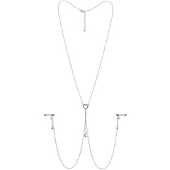 14G 5/8 Pink Gem Moon Heart Star Nipple Chain Necklace