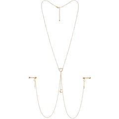 14G 5/8 Aurora Gem Gold Tone Heart Star Nipple Chain Necklace