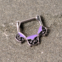 16G 3/8 Black Purple Cauldron Halloween Cartilage Clicker