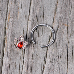 16G 3/8 Red Gem Holly Leaf Holiday BCR Captive Ring