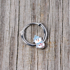 16G 3/8 Snowman Winter Holiday Christmas Septum Clicker