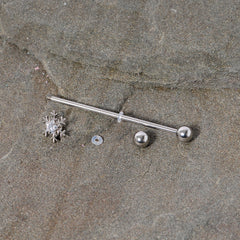 14G Clear Gem Snowflake Industrial Barbell 38mm