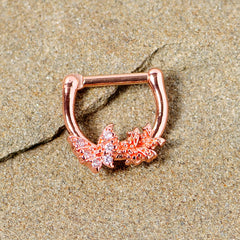 16G 1/4 Clear CZ Gem Rose Gold Tone Butterfly Cartilage Clicker
