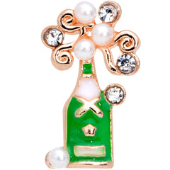 16G 1/4 Clear Gem Rose Gold Tone Champagne Cartilage Tragus