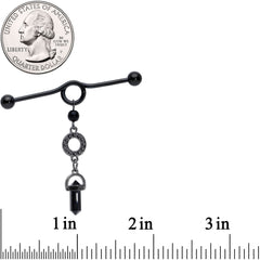 14G Black Gem Halloween Dangle Industrial Barbell 38mm