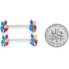 14G 5/8 Christmas Lights Holiday Barbell Nipple Ring Set