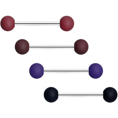 Black Blue Brown Matte Barbell Tongue Ring Set of 4