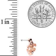 20G 3/8 Clear Gem Rose Gold Tone Fleur De Lis Faux Hoop Nose Bone