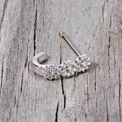 20G 3/8 Steel Daisy Chain Flower Faux Hoop Nose Bone