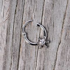 16G 3/8 Clear Gem Holiday Snowflake Septum Clicker