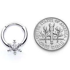 16G 3/8 Clear Gem Holiday Snowflake Septum Clicker