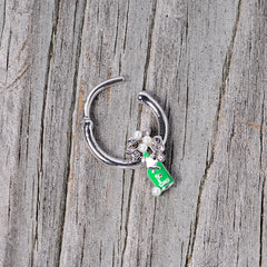 16G 3/8 Clear Gem Green Champagne Bottle Holiday Septum Clicker