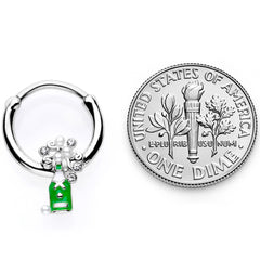 16G 3/8 Clear Gem Green Champagne Bottle Holiday Septum Clicker