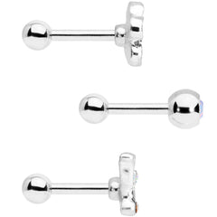 16G 1/4 Aurora Gem Flower Cartilage Tragus Set of 3