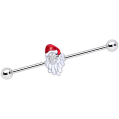 14G Red White Santa Christmas Industrial Barbell 38mm
