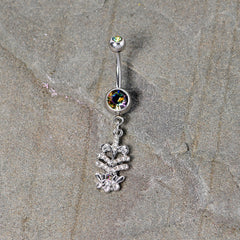 Vitrail Clear Gem Abstract Charm Dangle Belly Ring