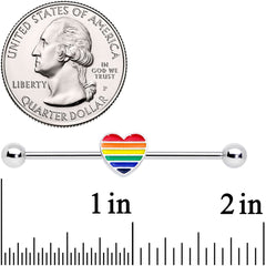 14G Rainbow Pride Heart Industrial Barbell 38mm