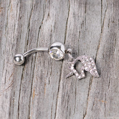 Clear Gem Silhouette Unicorn Dangle Belly Ring