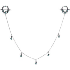 14G 9/16 Green Faux Opal Wreath Nipple Shield Dangle Nipple Chain