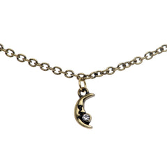 14G Clear Gem Gold Tone Moon Mermaid Nipple Shield Dangle Chain