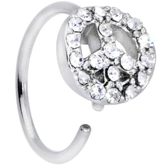 20G 5/16 Clear Gem Retro Peace Sign Nose Hoop