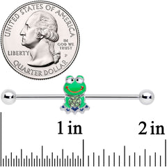 14G Green Gem Green Goofy Frog Industrial Barbell 38mm