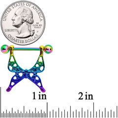 14G 9/16 Rainbow Swirly Butterfly Nipple Shield Set